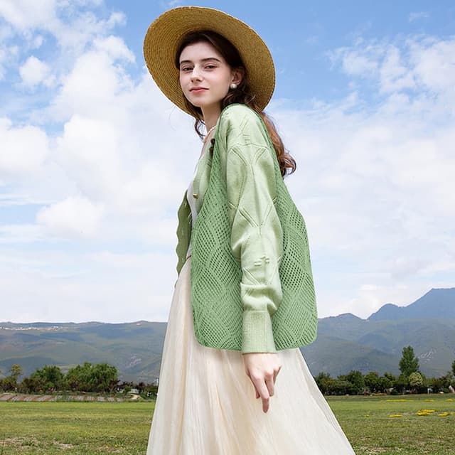 Detalle de Aucuu sac fourre-tout femme en crochet ajouré (tricot) pour shopping et vie quotidienne