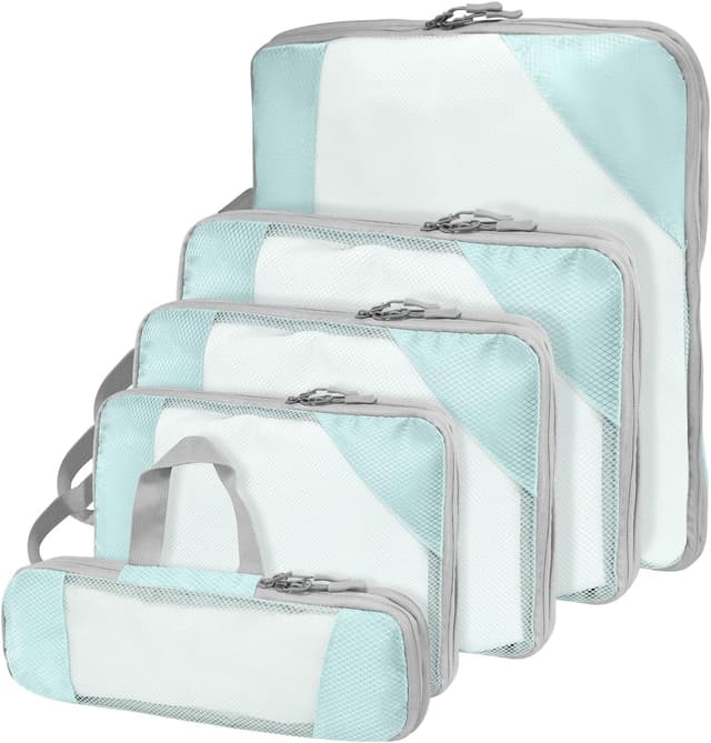 Detalle de Compression Packing Cubes for Suitcases (Set of 5) – Lake Blue