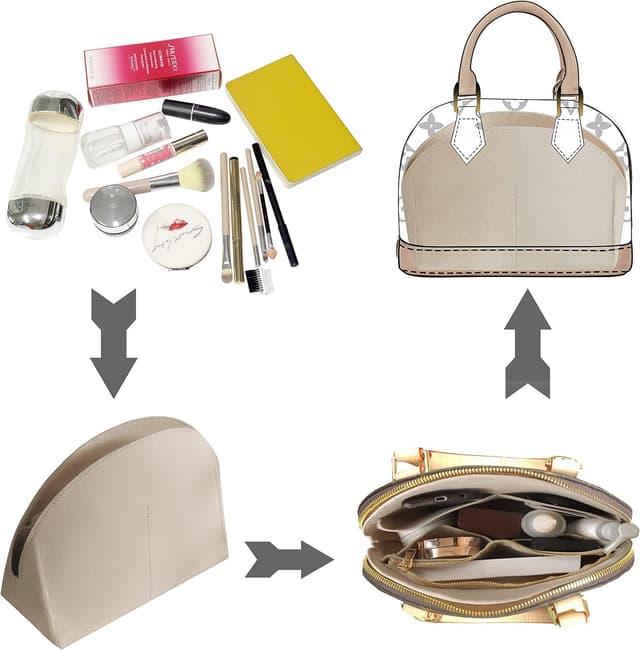 Detalle 2 de Soyizom felt bag organiser insert for Alma BB / Alma PM (felt liner organiser)