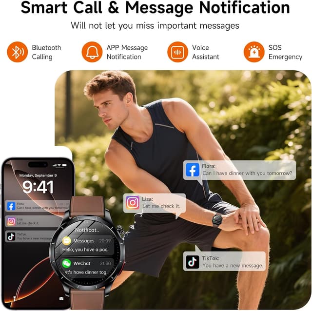 Detalle de Lgnitek 2026 Smartwatch for Men with Blood Pressure, ECG, HRV & Health Metrics – 1.43" AMOLED Fitness Tracker (IP68)