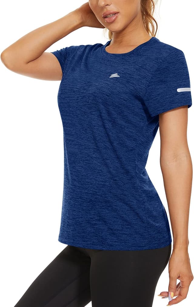 Detalle de T-shirt de course KEFITEVD pour femme : polyester respirant à col rond