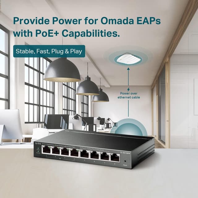 Detalle 2 de TP-Link TL-SG108PE V3 8-Port Gigabit PoE Easy Smart Managed Switch with 4 PoE+ Ports (64W)