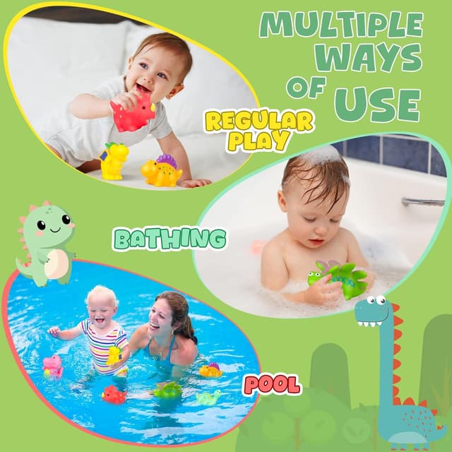 Detalle de Jovicos No Hole No Mould Baby Bath Toys (6pcs) Dinosaur Set for Toddlers