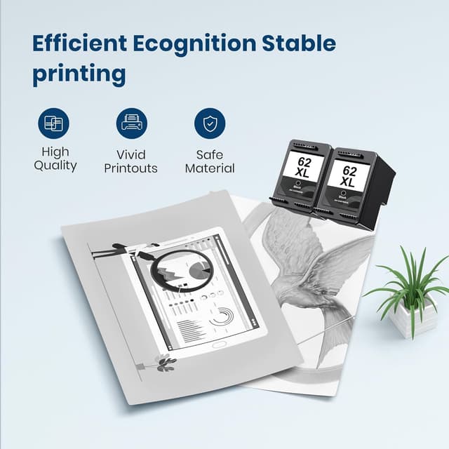 Detalle de Washope 62XL Black Ink Cartridge (Replacement for HP 62/62XL) – 1 Black Cartridge