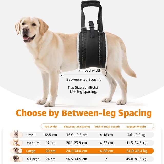 Detalle 2 de BRO Adjustable Dog Lifting Harness (L) with Anti-slip Buckle for Rehab & Weak Rear Legs