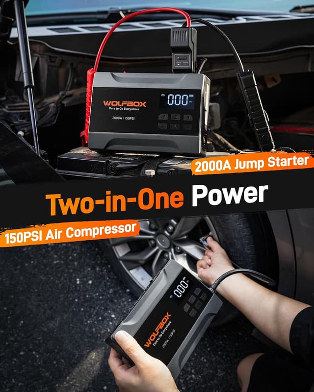 Detalle 2 de WOLFBOX 2000A Jump Starter, 150 PSI