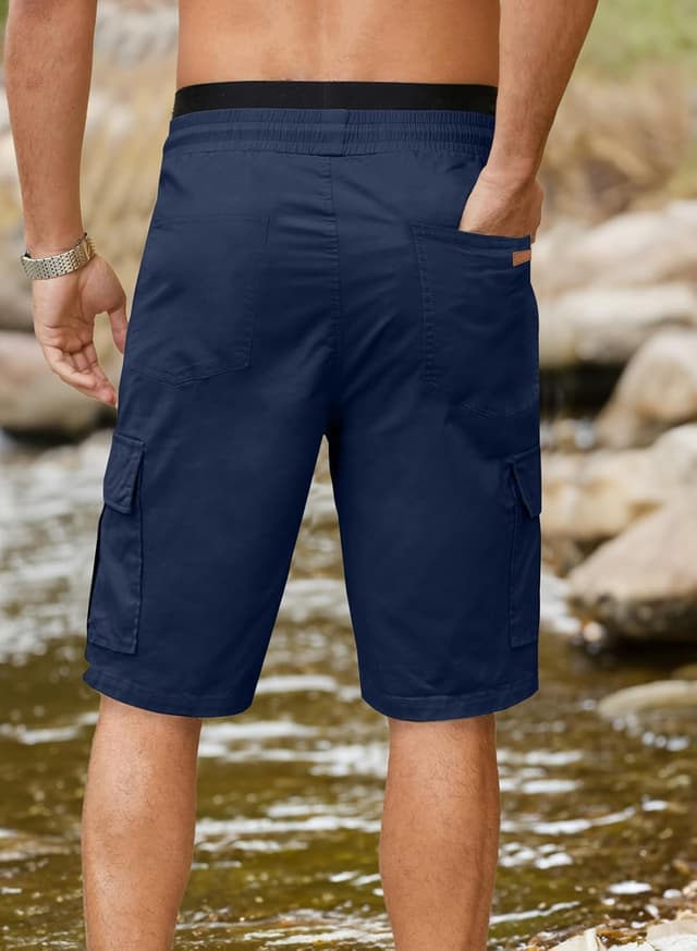 Detalle 2 de JMIERR Cargo-Shorts für Herren aus Baumwolle mit Taschen – kurze Freizeithose mit Knopfleisten