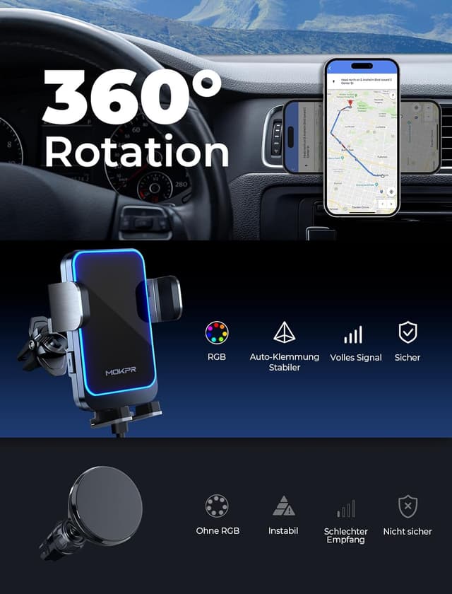Detalle de MOKPR 15W Handyhalterung Auto mit induktivem Laden