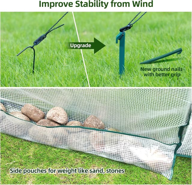 Detalle 2 de Ohuhu outdoor polytunnel greenhouse tent, 180x180x200 cm walk-in poly tunnel with roll-up mesh windows