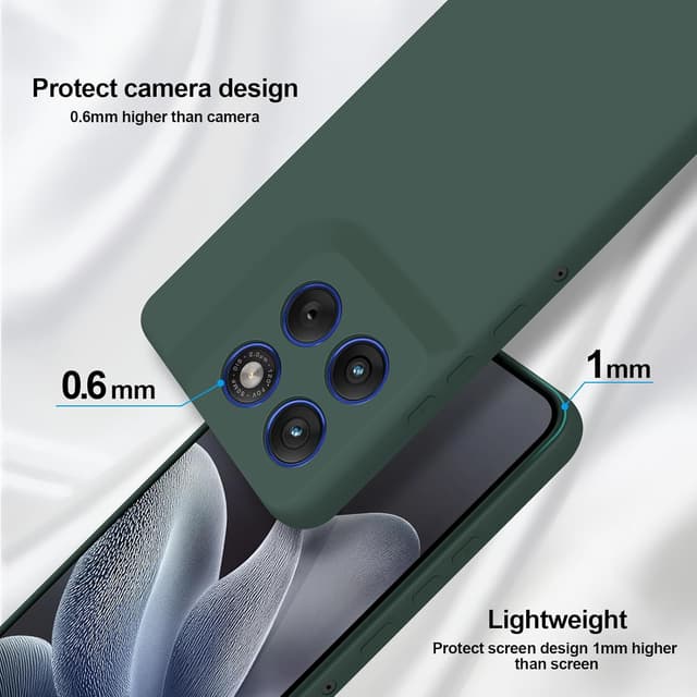 Detalle de GiiYoon Liquid-Silicone Handyhülle für Motorola Edge 70 (grün) – Rundumschutz mit weichem Mikrofaserfutter