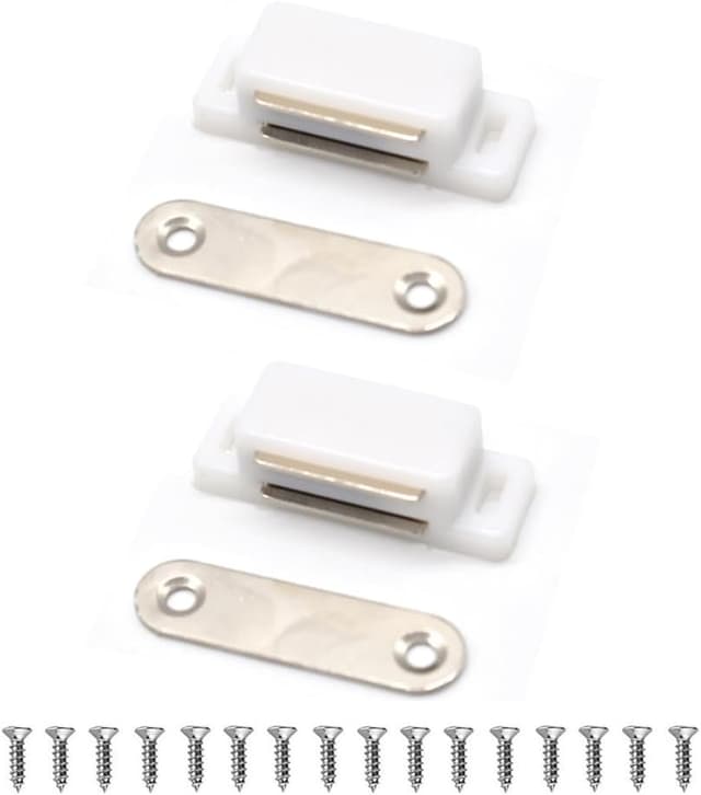 Detalle de Lockimo Magnetic Door Cupboard Door Magnets (White) – 2 Pack for cabinet & drawer closures