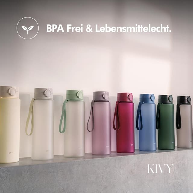 Detalle 2 de KIVY Trinkflasche 1,5 Liter – auslaufsicher, kohlensäuregeeignet & spülmaschinenfest