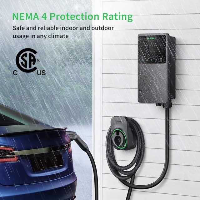Detalle de Autel MaxiCharger Level 2 EV Charger (up to 50Amp, 240V) with J1772, Wi‑Fi/Bluetooth, Hardwired 25‑Foot Cable