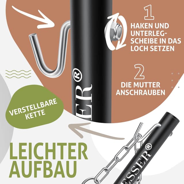 Detalle 2 de KESSER® Hängematte Hill mit Gestell, Kissen & Doppel-Hängesessel für 2 Personen (bis 200 kg) – Taupe