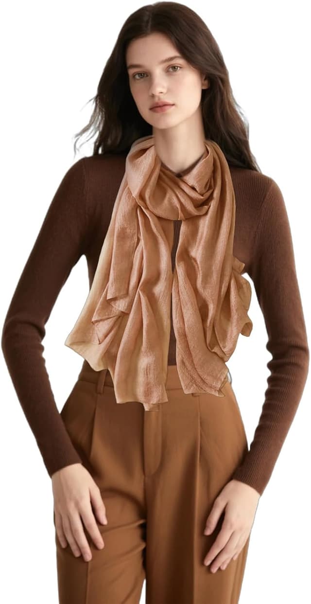 Detalle de MAIRY women’s lightweight scarf (silk-feel hair wrap, shawl & beach wrap) 190 x 100cm