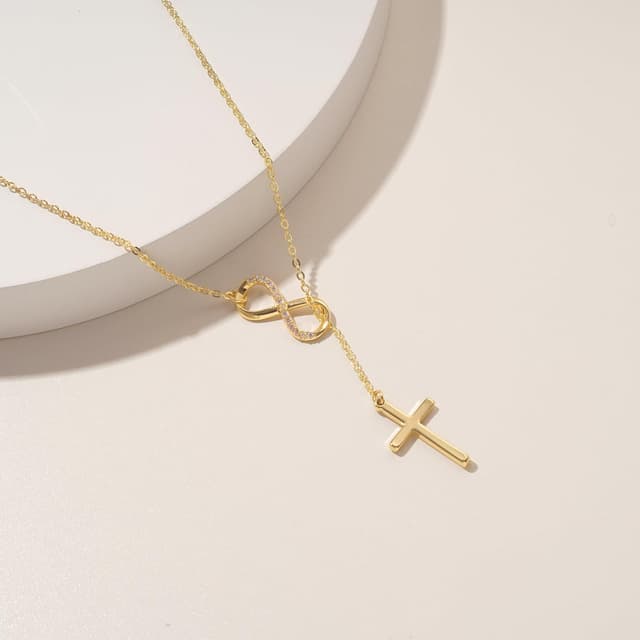 Detalle 1 de Kreuzkette Damen 14K Gold, 38 + 6 cm