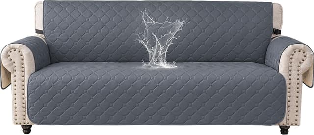 Detalle de Ystyle Copridivano impermeabile 3 posti con braccioli, trapuntato antischizzo e antiscivolo grigio scuro