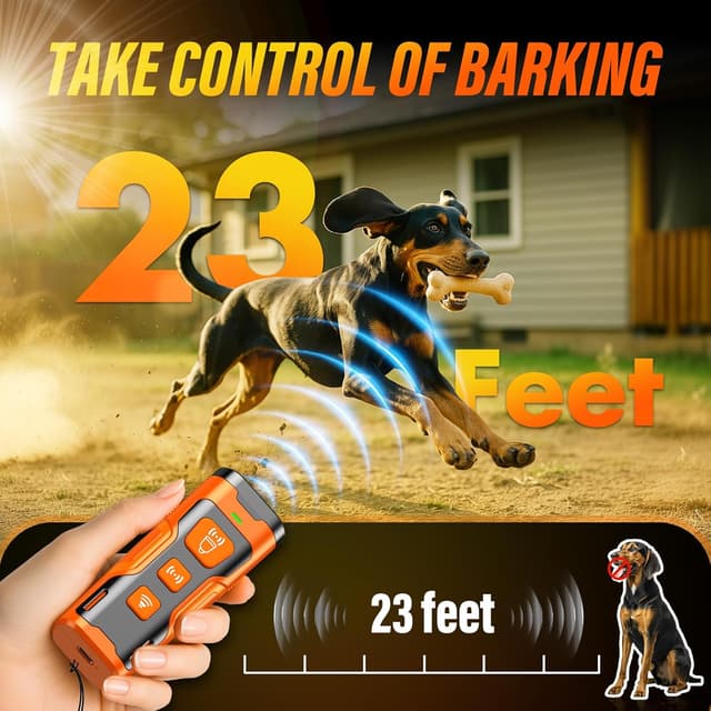 Detalle de YUYQA Dog Bark Deterrent Device (3X Ultrasonic) with 6 Training Modes, Up to 23 FT Range