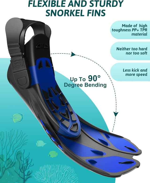 Detalle de Viginsul Mask Fins Snorkeling Gear Set for Adults with Full Face Snorkel Mask, Dry Top and Adjustable Swim Fins