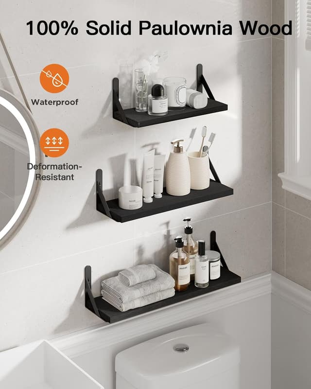 Detalle 2 de Pipishell Estantes Flotantes de Madera, Paquete de 6 🪵