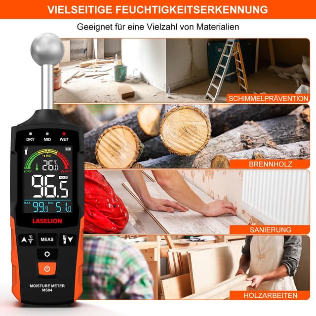 Thumbnail 5 de LASELION MS04 Feuchtigkeitsmessgerät 5–40 mm 📏