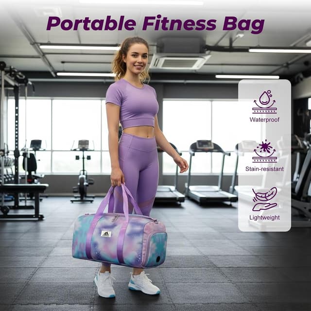 Detalle de Flintronic Sporttasche für Mädchen & Damen – kleine Schwimmtasche mit Nassfach und Schuhfach, lila