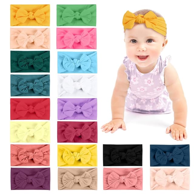 Detalle de Aolso Baby Stirnband-Set (20 Stück) mit Schleifen aus Nylon für Baby Mädchen