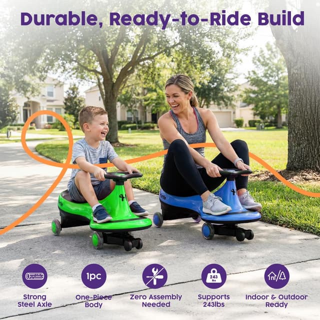 Detalle de Hurtle Macchina per Bambini cavalcabile a movimento oscillante, senza pedali né batterie (blu)