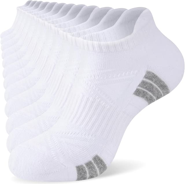 Detalle de SockWaddles Trainer Socks (6 Pairs) – Anti-blister cushioned ankle running socks in white/black