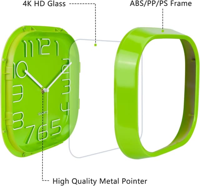 Thumbnail 3 de Topkey 11 Inch Square Ultra Silent Sweep Wall Clock