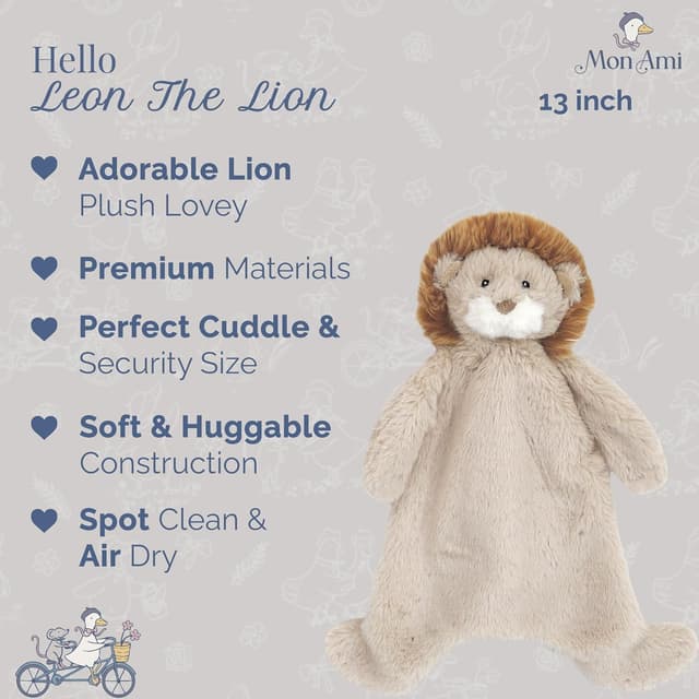 Detalle 2 de MON AMI Leon Lion security blanket (15 in / 38 cm) for newborns, infants and toddlers