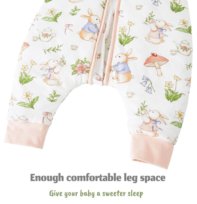 Detalle 2 de Chilsuessy 2er-Set Baby-Schlafsack mit Füßen 2,5 Tog (80–100 cm) – Bär & Kaninchen