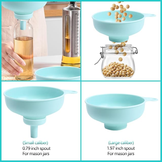 Detalle 2 de CORJEEJOR 3-in-1 Trichter-Set mit breiter Öffnung (Kunststoff) für Küche, Flaschenbefüllung & Nachfüllungen