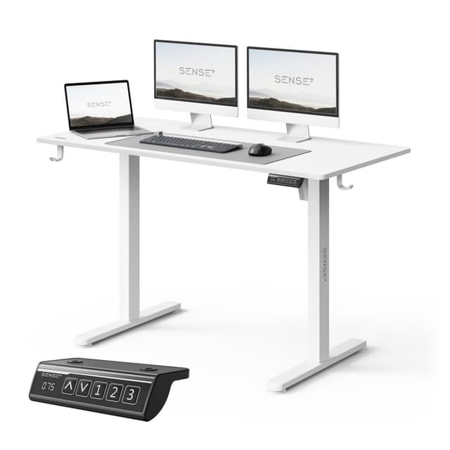 Detalle de sense7 NOJO Light escritorio de oficina regulable eléctrico 120x60 en blanco