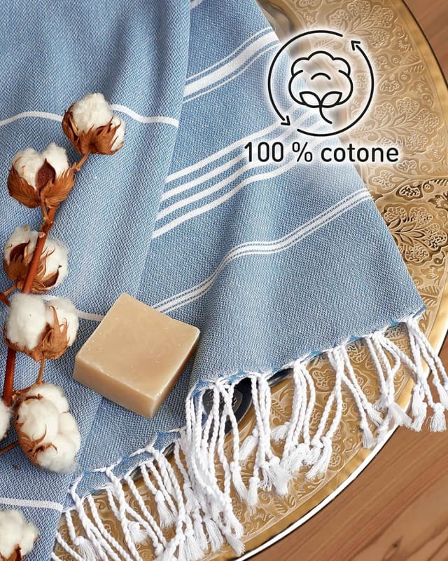 Detalle 1 de Fit-Flip telo hammam Opale Blu 100x200 XXL