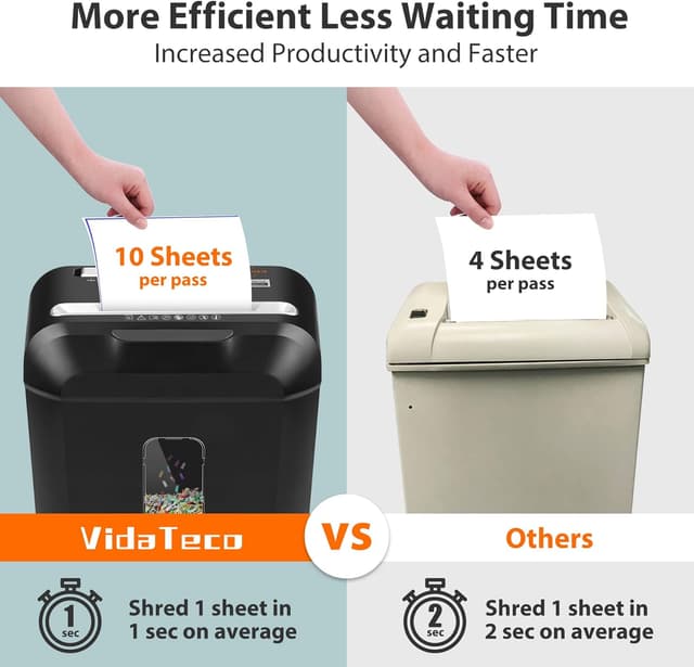 Detalle 2 de VidaTeco 10-Sheet Cross‑Cut Shredder P-4 🖨
