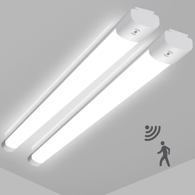 Detalle de LEOEU 2er Set 45W LED Feuchtraumleuchte mit Bewegungsmelder (IP65, 4.000K) – 150 cm, 4.950 lm