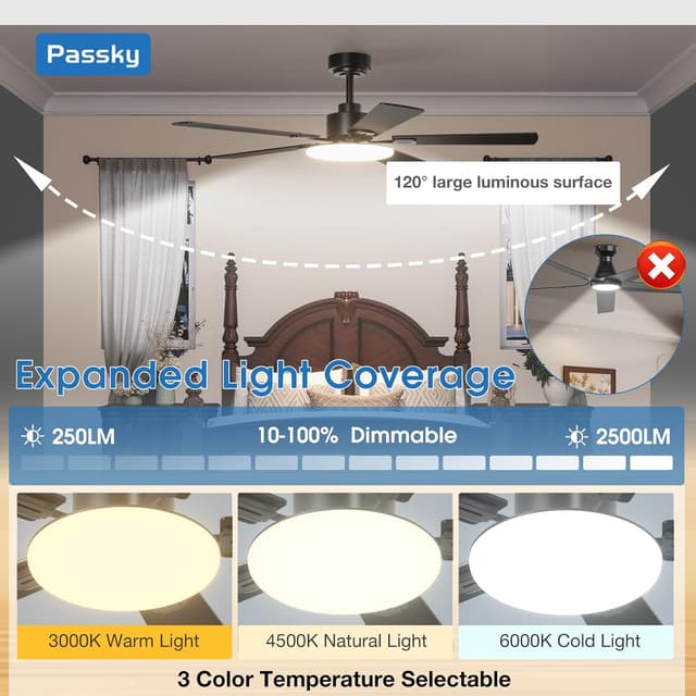 Thumbnail 6 de Passky 52-Inch Ceiling Fan with Light