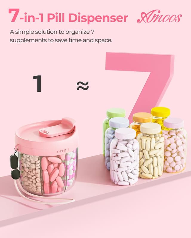 Thumbnail 5 de AMOOS Cute Pill Dispenser 7-Compartment Organizer ๐