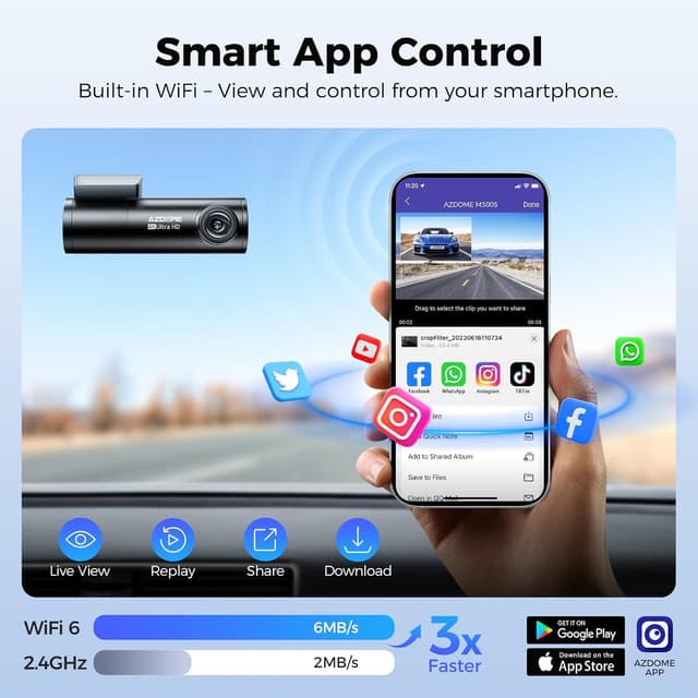 Detalle de AZDOME 4K Dash Cam Front and Rear 64GB