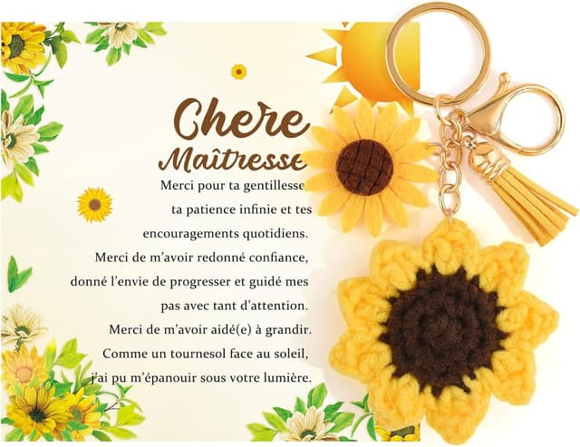 Detalle de Porte-clés tournesol Seyaa Cadeau Plein d’Amour pour Maîtresse, Mamie et Maman