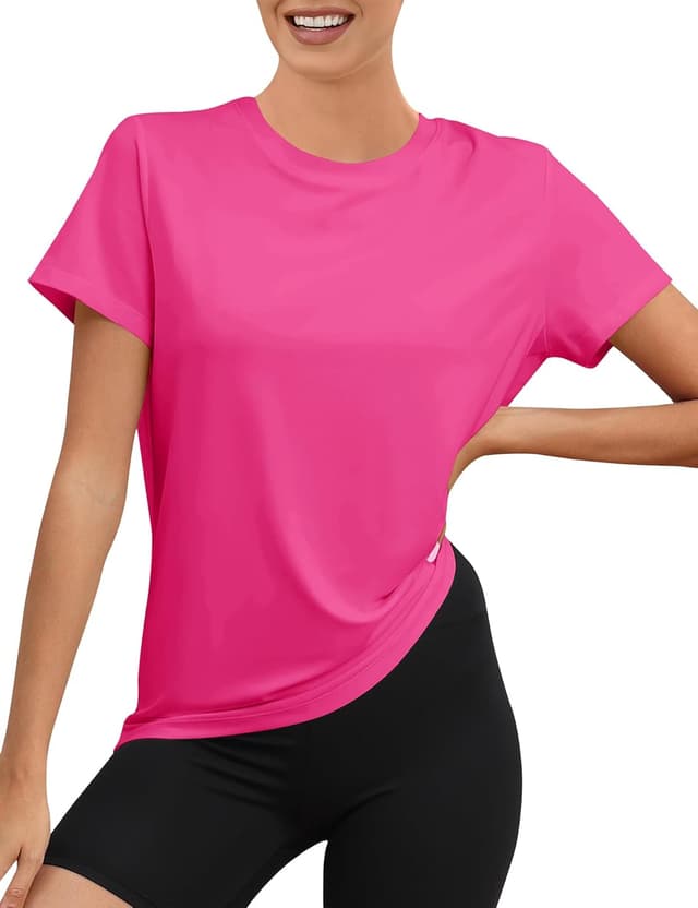 Detalle de Rapbin Sportshirt Damen Kurzarm mit UPF 50+ – leichtes, atmungsaktives Funktionsoberteil für Training & Outdoor