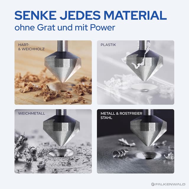 Thumbnail 2 de Falkenwald Kegelsenker Set HSS-CO Stahl 6-teilig