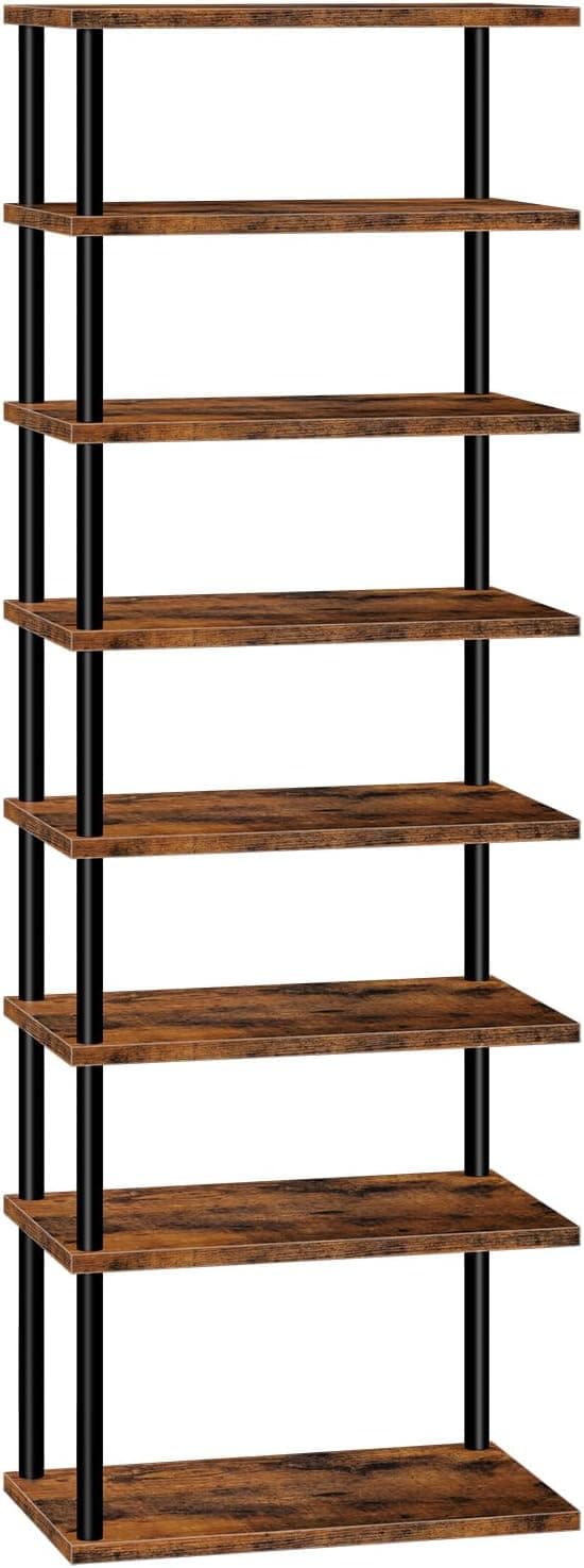 Detalle de HOOBRO EBF488XJ01 scarpiera autoportante angolare a 8 livelli in stile vintage, marrone vintage e nero