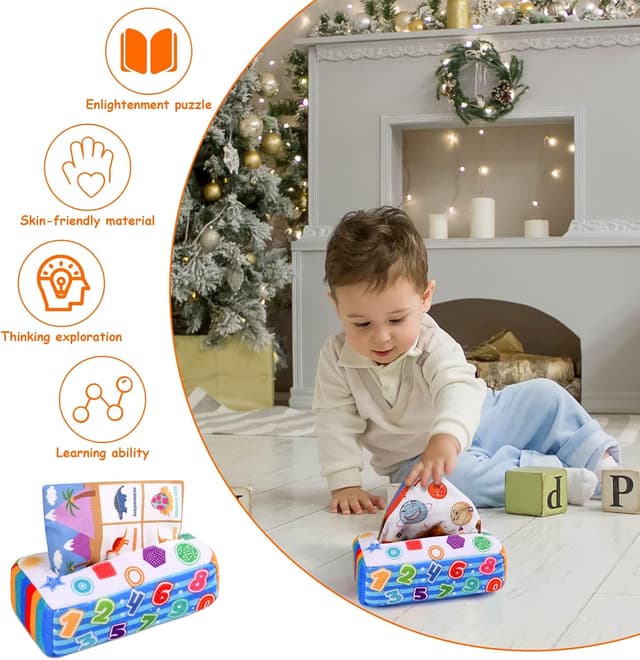 Detalle 2 de Vicloon Baby Tissue Box Toy, Sensorik-Spielzeug