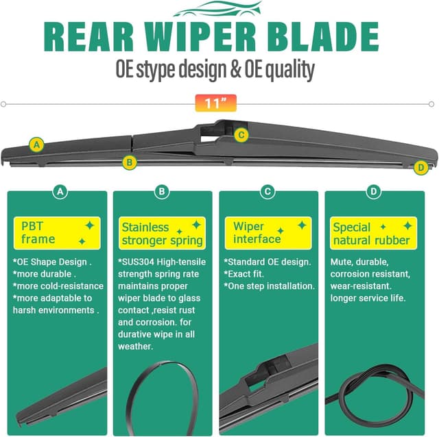 Detalle 2 de OEM Windshield Wiper Blade Set 26,16,11 in — Pack of 3