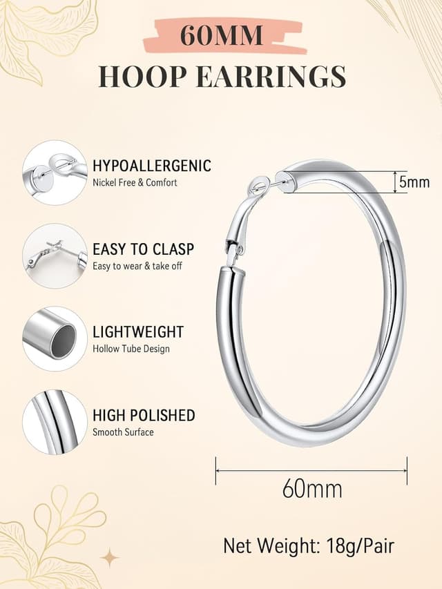 Thumbnail 5 de Hoop Earrings Stainless Steel 40mm