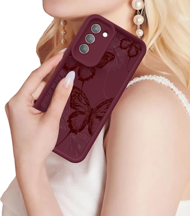 Thumbnail 6 de FUXICASE for Samsung Galaxy S21 5G Case (Burgundy Red Butterfly) — Soft Silicone, Shockproof, Anti-Scratch Cover