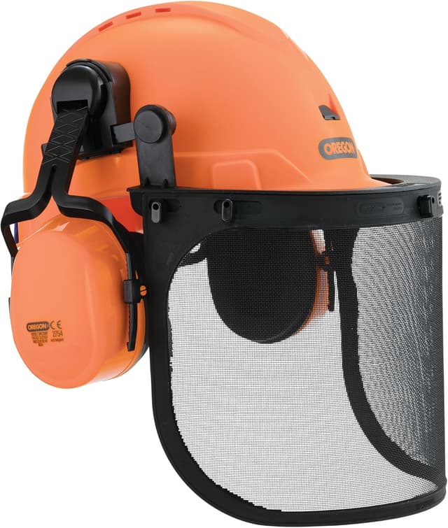Detalle de Oregon Yukon Kettensägen-Sicherheitshelm mit Gehörschutz und Netzvisier (562412)