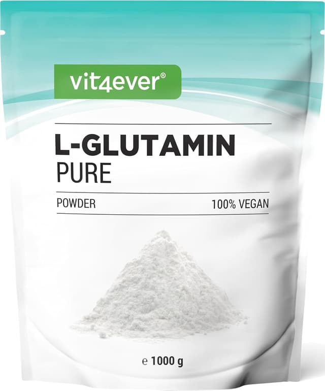 Detalle de vit4ever L-Glutamin Pulver (1000 g) – hochdosierte vegane Aminosäure aus pflanzlicher Fermentation